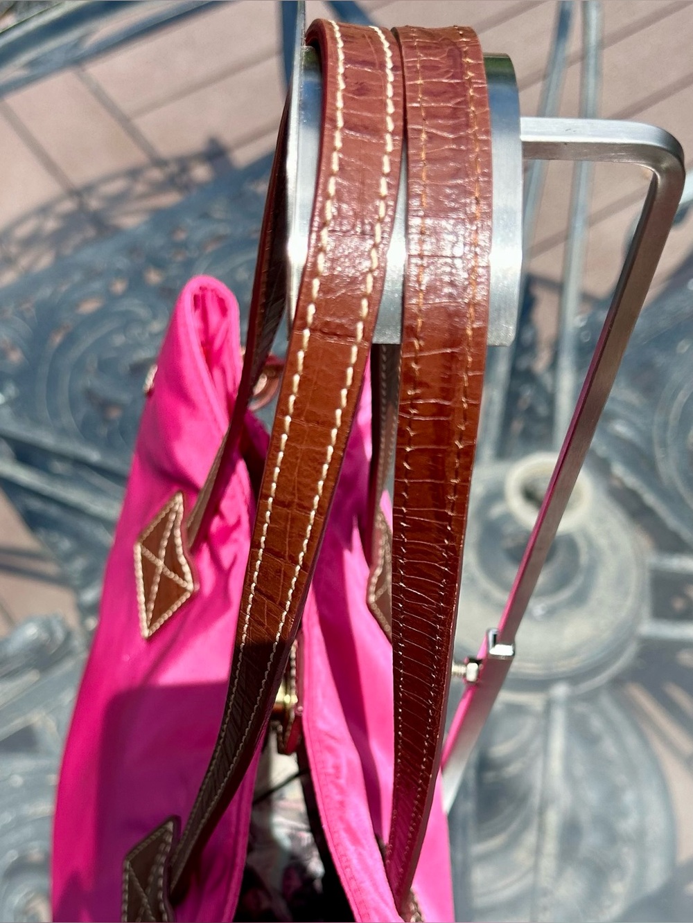 Dooney & Bourke Hot Pink Nylon Victoria Satchel Tote Bag - Picture 6 of 16